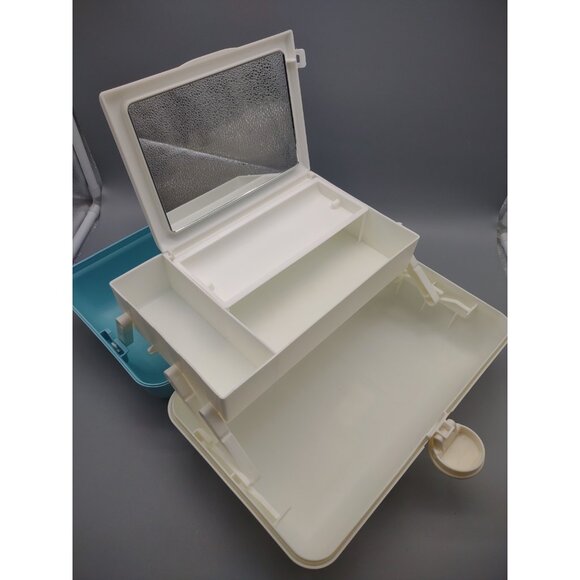 Vintage Caboodles Blue White Retro Plastic Makeup Carrying Case Box 5626, USA - Picture 15 of 17